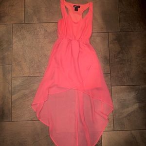 Coral Racerback Layered High-Low Dress